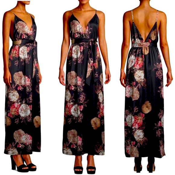 Tularosa Dusk Vintage Floral Low Cut Maxi Dress - Picture 1 of 11